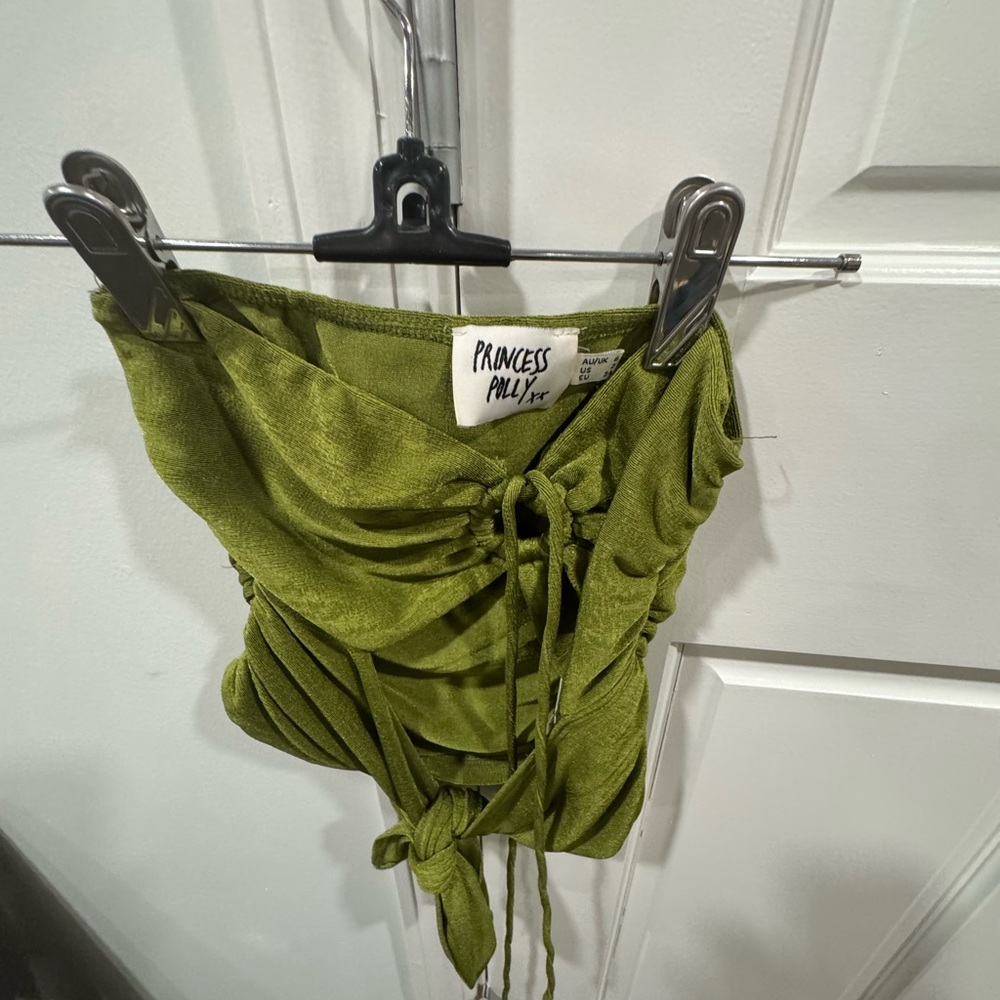 Princess Polly Green Ruched Crop Top